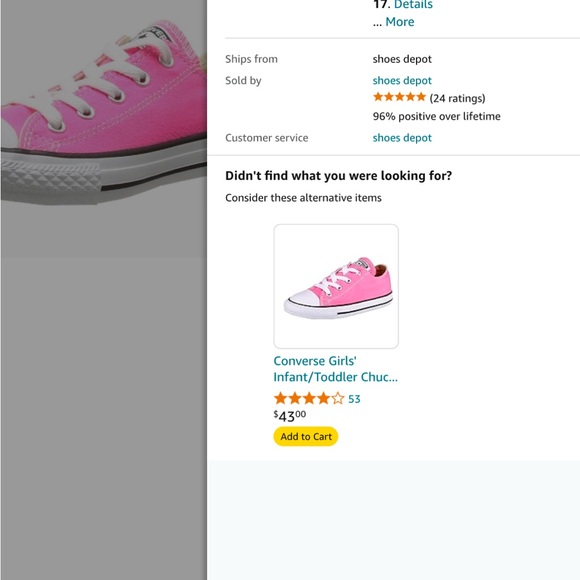 Converse, girls size 1 - Picture 8 of 8